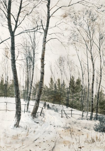 Zwei Figuren in einem Winterwald von Robert Winchester Fraser