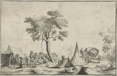 Lager mit einem spitzen Zelt von Robert van den Hoecke