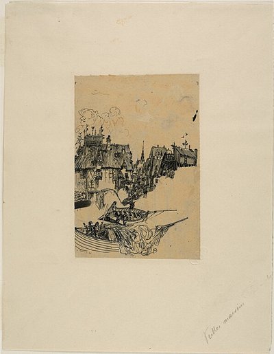 Alte Häuser und Fischerboote von Rodolphe Bresdin