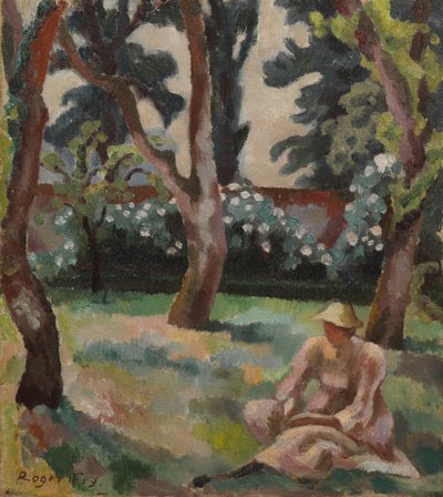 Obstgarten, Frau sitzt in einem Garten von Roger Eliot Fry