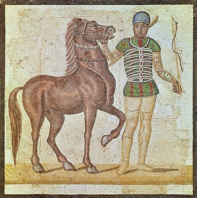 Reiter in Rennfarben von Roman