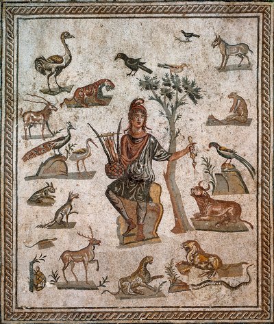 Orpheus umgeben von Tieren, 2. Jahrhundert von Roman