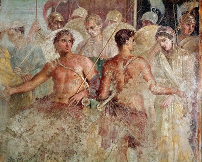 Der Abschied von Achilles und Briseis (Fresko) von Roman