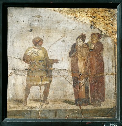 Italien, Kampanien, Pompeji, Theaterszene, Fresko von Roman Roman