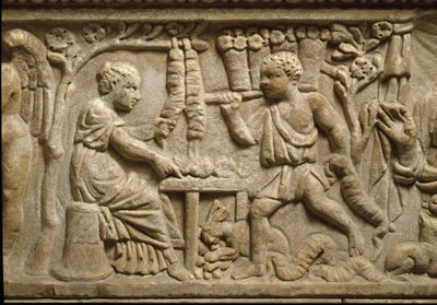 Darstellung eines Kronenherstellers (Relief) von Roman Roman