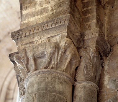 Elefanten (geschnitztes Kapital des Schiffs) von Romanesque