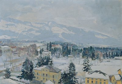 Salzburger Landschaft mit Kapuzinerberg von Rudolf Hafner
