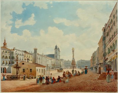 Der Hauptplatz in Linz von Rudolf von Alt