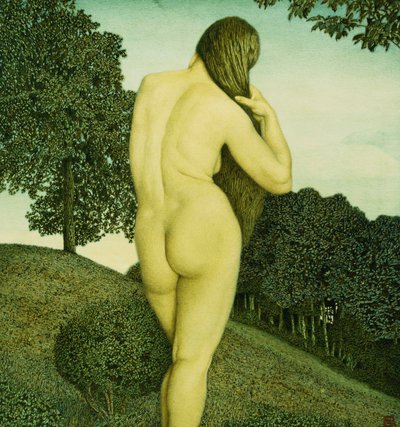 Stehender Akt in einer Landschaft von Rudolph Riemerschmid