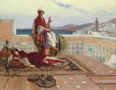 Auf der Terrasse, Tanger von Rudolphe Ernst