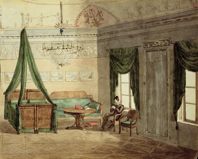Neoklassisches Schlafzimmer, 1819 von Russian School