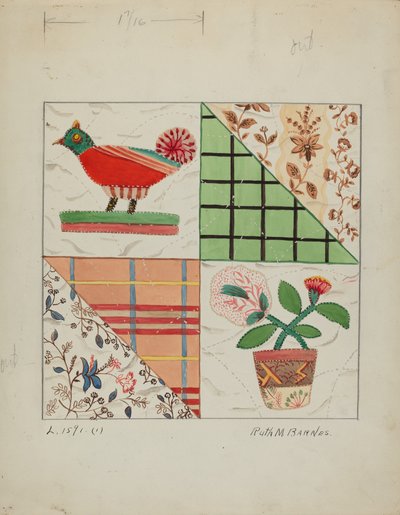 Applikations-Quilt, ca. 1936 von Ruth M Barnes