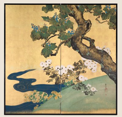 Paulownien und Chrysanthemen von Sakai Hoitsu