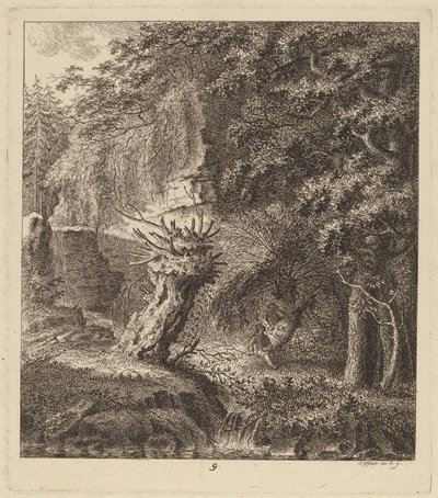 Waldlandschaft mit einem beschnittenen Baum, 1764 von Salomon Gessner