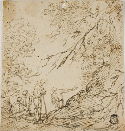 Vier Männer im Wald von Salvator Rosa