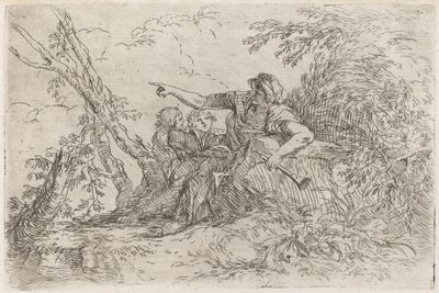 Hirte in einer Landschaft von Salvator Rosa