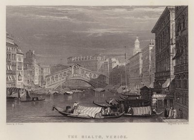 Der Rialto, Venedig (Farblithografie) von Samuel (after) Prout