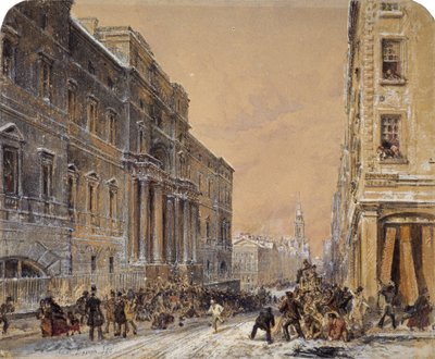 Schneeballschlacht vor der Universität Edinburgh von Samuel Bough