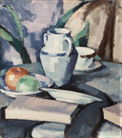 Stillleben mit Vase und Büchern von Samuel John Peploe