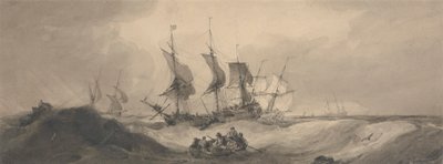 Schiffe an einem stürmischen Tag von Samuel Owen