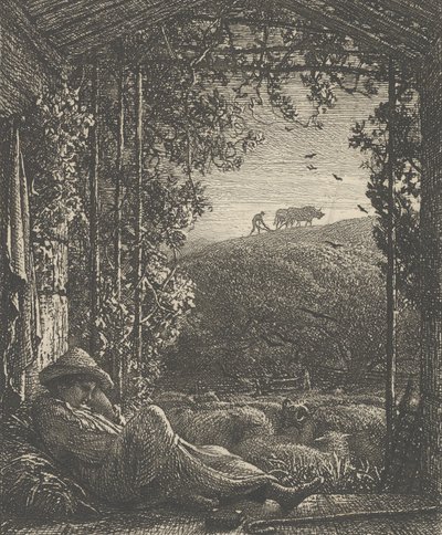 Der schlafende Hirte, früher Morgen, 1857 von Samuel Palmer