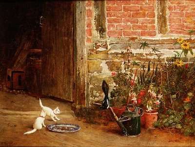 Zwei weiße Kätzchen im Garten von Samuel Walker