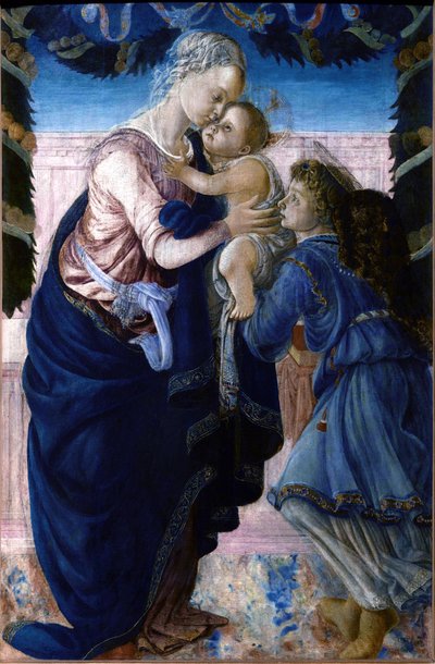 Madonna und Kind mit einem Engel von Sandro Botticelli