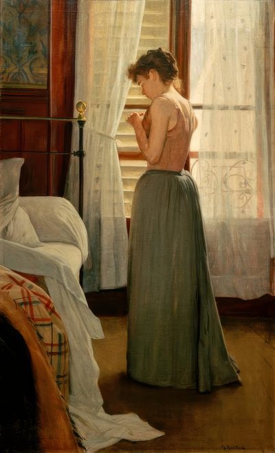 Interieur mit Frau von Santiago Rusiñol