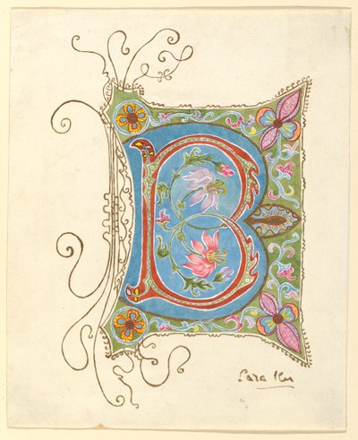 Zeichnung, Illuminierte Initiale von Sara Ker
