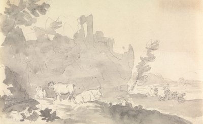 Landschaft mit Kühen im Vordergrund von Sawrey Gilpin