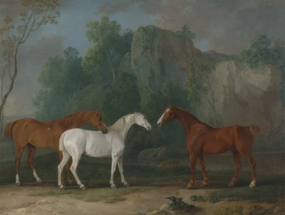 Drei Jäger in einer felsigen Landschaft von Sawrey Gilpin