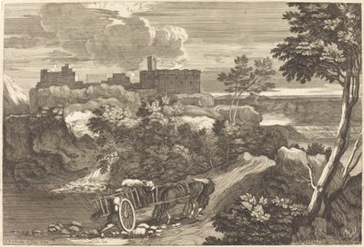 Landschaft mit Wagen von Sébastien Bourdon