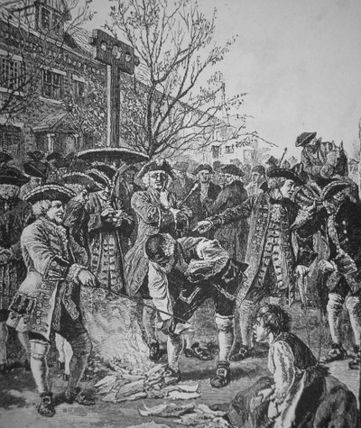 Bostoner verbrennen das gestempelte Papier von School American