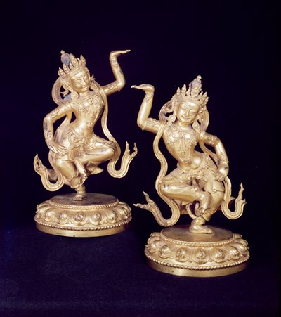 Bodhisattva, Paar Husante Figuren von School Chinese