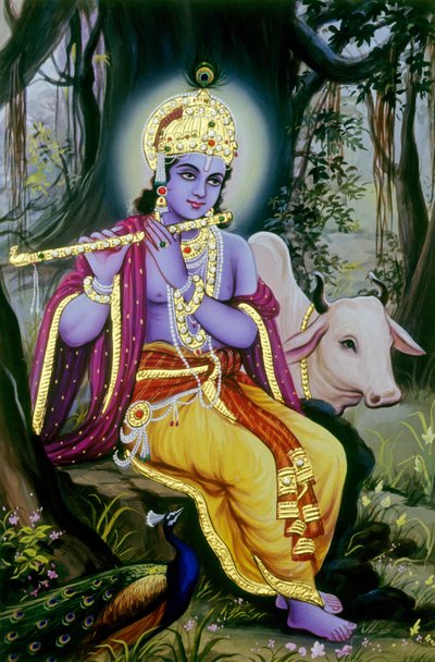 Miniaturmalerei von Lord Krishna, Indien von School Indian