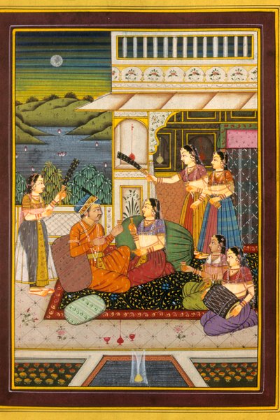 Mogul-Miniaturmalerei, Liebesszenen, Indien von School Indian