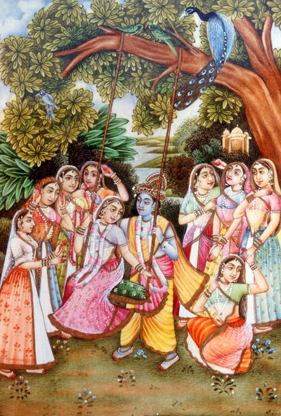 Radha Krishna Miniaturmalereien von School Indian