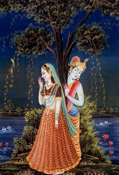 Radha Krishna Miniaturmalereien von School Indian