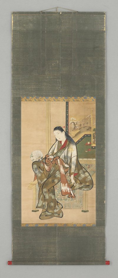 Sitzende Dame mit Fächer von Japanese School