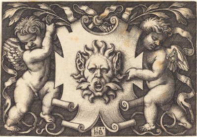 Maske gehalten von zwei Genien von Sebald Beham