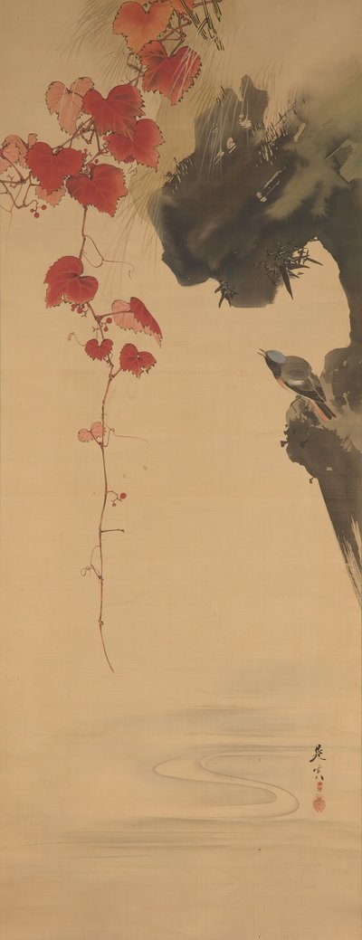 Blätter und Vogel von Shibata Zeshin