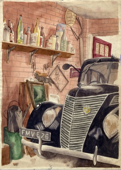 Auto in der Garage, ca. 1950 von Shirley Markham