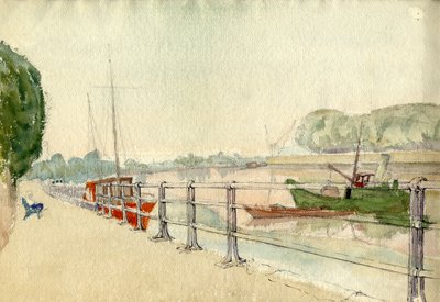 Spaziergang am Flussufer, ca. 1950 von Shirley Markham