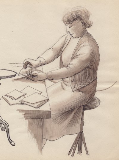 Frau beim Bügeln, 1951 von Shirley Markham