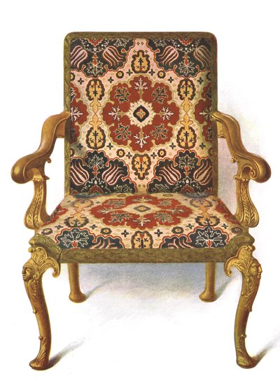 Vergoldeter Stuhl mit Stickerei, 1906 von Shirley Charles Llewellyn Slocombe