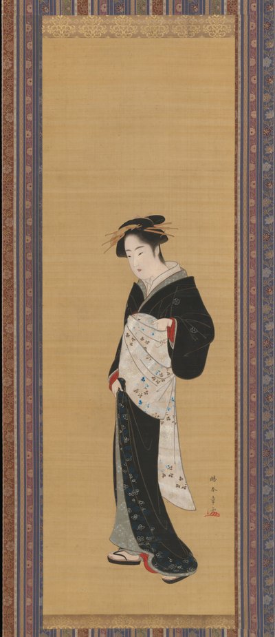 Frau im schwarzen Kimono, 1783-1789 von Shunsho