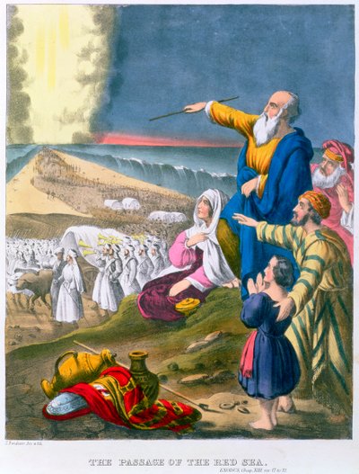 Moses teilt das Rote Meer, 1870er Jahre von Siegfried Detlev Bendixen