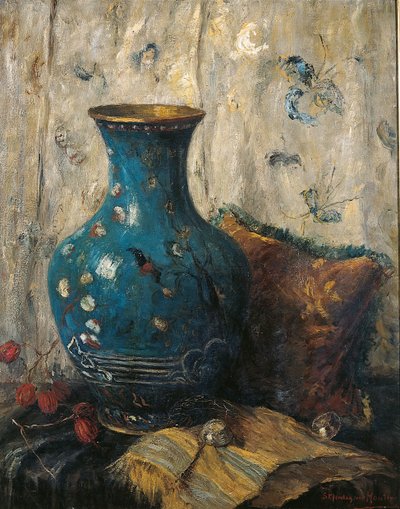 Blaue Vase von Sientje Mesgad van Houten