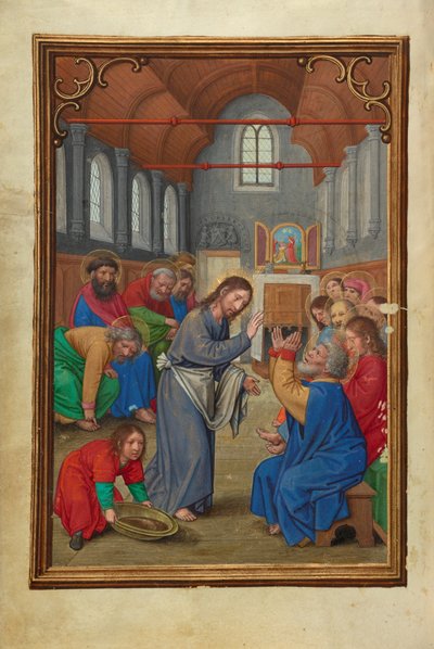Christus wäscht die Füße der Apostel von Simon Bening