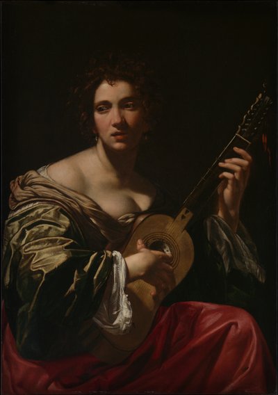 Frau spielt Gitarre, ca. 1618 von Simon Vouet